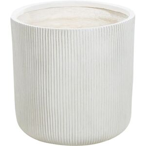 Beliani White Round Outdoor Plant Pot with Ribbed Surface - 45cm Beliani White Round Outdoor Plant Pot with Ribbed Surface - 45cm