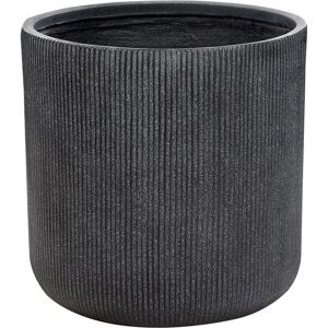 Beliani Outdoor Plant Pot Clay Fibre Grey - Plant Pot - Round UV Resistant Ribbed Surface Beliani Outdoor Plant Pot Clay Fibre Grey - Plant Pot - Round UV Resistant Ribbed Surface