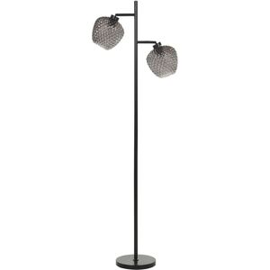 Beliani Floor Lamp Grey Black Iron Glass - 2 Lights - Modern Beliani Floor Lamp Grey Black Iron Glass - 2 Lights - Modern