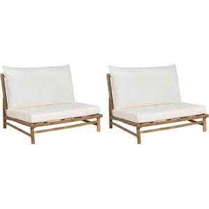 Beliani Set of 2 Bamboo Garden Chairs with Cushions - Garden Chairs Beliani Set of 2 Bamboo Garden Chairs with Cushions - Garden Chairs