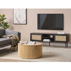 Beliani Black Rattan TV Stand - TV Stand Beliani Black Rattan TV Stand - TV Stand