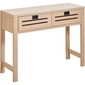 Beliani Light Wood Console Table - Modern Design, 2 Drawers Beliani Light Wood Console Table - Modern Design, 2 Drawers