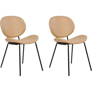 Beliani Set of 2 Sand Beige Faux Leather Dining Chairs - Dining Chairs Beliani Set of 2 Sand Beige Faux Leather Dining Chairs - Dining Chairs