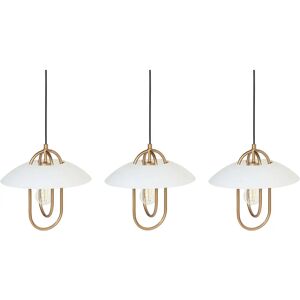 Beliani Gold White Metal Pendant Lamp - Modern 3-Point Lighting Decor Beliani Gold White Metal Pendant Lamp - Modern 3-Point Lighting Decor
