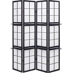 Beliani Black Pine Wood 4-Panel Room Divider - Room Divider Beliani Black Pine Wood 4-Panel Room Divider - Room Divider