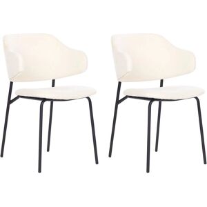 Beliani Set of 2 Dining Chairs Cream Fabric Upholstery - Dining Chairs Beliani Set of 2 Dining Chairs Cream Fabric Upholstery - Dining Chairs