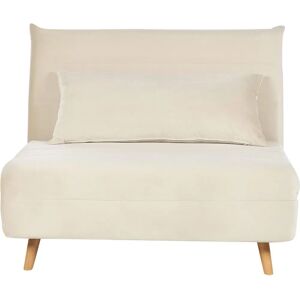Beliani Sofa Bed Setten - Cream Velvet Modern Convertible Sleeper Beliani Sofa Bed Setten - Cream Velvet Modern Convertible Sleeper