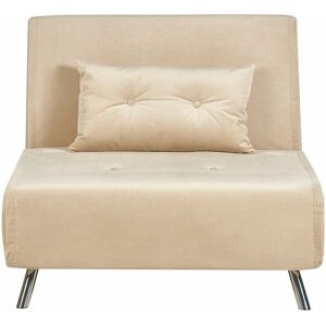Beliani Sofa Bed FARRIS Sand Beige Velvet - Sofa Bed Beliani Sofa Bed FARRIS Sand Beige Velvet - Sofa Bed