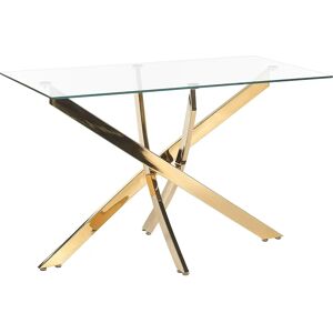 Beliani - Modern Gold Tempered Glass Dining Table - 120x70cm - 4 Person Beliani - Modern Gold Tempered Glass Dining Table - 120x70cm - 4 Person
