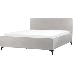 Beliani Bed Light Grey Polyester Upholstery EU Super King Size - Bed Beliani Bed Light Grey Polyester Upholstery EU Super King Size - Bed
