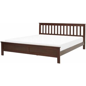 Beliani Bed Frame Dark Wood Pine Super King - Scandinavian Minimalist Beliani Bed Frame Dark Wood Pine Super King - Scandinavian Minimalist