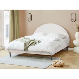 Beliani Bed White Boucle Polyester Fabric EU King Size - Bed Beliani Bed White Boucle Polyester Fabric EU King Size - Bed