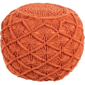 Beliani Cotton Macrame Pouffe - Orange - Pouffe, Cotton, Round - Living Room Decor Beliani Cotton Macrame Pouffe - Orange - Pouffe, Cotton, Round - Living Room Decor