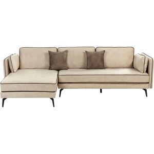 Beliani Corner Sofa Beige Velvet - Modern Design Beliani Corner Sofa Beige Velvet - Modern Design