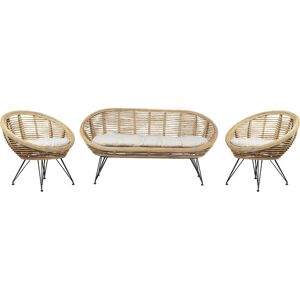 Beliani Rattan 4-Seater Sofa Set - Indoor Outdoor Boho Style Beliani Rattan 4-Seater Sofa Set - Indoor Outdoor Boho Style