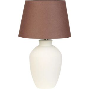 Beliani White Ceramic Base Linen Drum Shape Minimalistic Table Lamp - Table Lamp Beliani White Ceramic Base Linen Drum Shape Minimalistic Table Lamp - Table Lamp