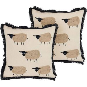 Beliani Juego de 2 Cojines Decorativos - Beige - Cuadrados, 45x45 cm - Accesorios de Decoración Beliani Juego de 2 Cojines Decorativos - Beige - Cuadrados, 45x45 cm - Accesorios de Decoración