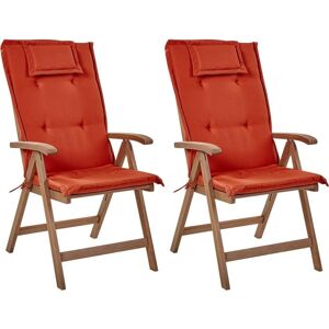 Beliani Garden Chair Set - Rustic Outdoor Folding Chairs with Cushions Beliani Garden Chair Set - Rustic Outdoor Folding Chairs with Cushions