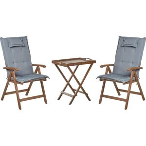 Beliani Dark Acacia Wood Bistro Set with Cushions - Outdoor Rusti Beliani Dark Acacia Wood Bistro Set with Cushions - Outdoor Rusti