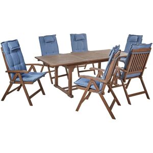 Beliani Garden Dining Set Dark Acacia - Rustic Style - Seats 8 Beliani Garden Dining Set Dark Acacia - Rustic Style - Seats 8