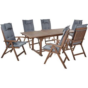 Beliani Garden Dining Set Dark Acacia Wood 6 Chairs - Garden Dining Set Beliani Garden Dining Set Dark Acacia Wood 6 Chairs - Garden Dining Set