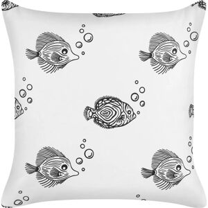 Beliani White Cotton Kid Cushions - 45x45cm Set of 2 - Animal Fish Print Beliani White Cotton Kid Cushions - 45x45cm Set of 2 - Animal Fish Print