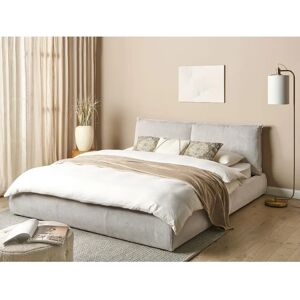 Beliani Super King Size Bed Beige Corduroy Upholstery - Bed Beliani Super King Size Bed Beige Corduroy Upholstery - Bed