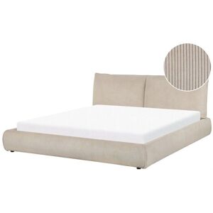 Beliani Super King Size Bed Taupe Corduroy Upholstery - Bed Beliani Super King Size Bed Taupe Corduroy Upholstery - Bed