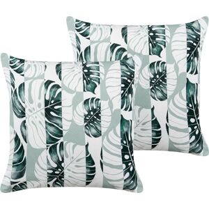 Beliani Garden Cushions Set - Green Leaf Pattern 45x45cm Beliani Garden Cushions Set - Green Leaf Pattern 45x45cm