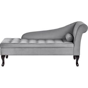 Beliani Right Hand Chaise Lounge Light Grey Velvet Upholstery - Chaise Lounge Beliani Right Hand Chaise Lounge Light Grey Velvet Upholstery - Chaise Lounge