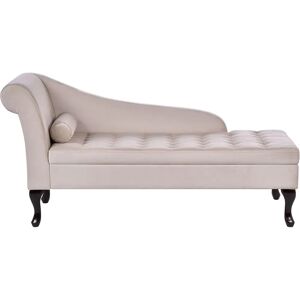 Beliani Left Hand Velvet Chaise Lounge with Storage Light Beige - Chaise Lounge Beliani Left Hand Velvet Chaise Lounge with Storage Light Beige - Chaise Lounge