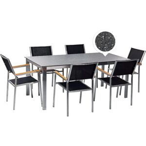 Beliani Garden Dining Set Black Granite Effect Tabletop - Garden Dining Set Beliani Garden Dining Set Black Granite Effect Tabletop - Garden Dining Set