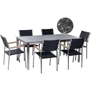 Beliani Garden Dining Set Black - Modern Outdoor Style for 6 Beliani Garden Dining Set Black - Modern Outdoor Style for 6