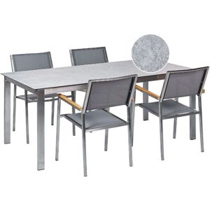 Beliani Garden Dining Set - Modern Grey 4 Seater with Glass & Steel Beliani Garden Dining Set - Modern Grey 4 Seater with Glass & Steel