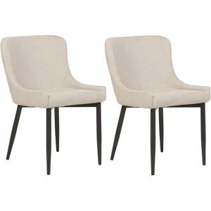 Beliani Set of 2 Dining Chairs - Modern Beige Fabric Seats Beliani Set of 2 Dining Chairs - Modern Beige Fabric Seats