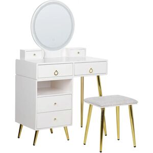 Beliani White Gold MDF Dressing Table - Bedroom/ Living Room Furniture Beliani White Gold MDF Dressing Table - Bedroom/ Living Room Furniture