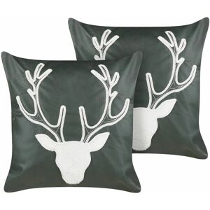 Beliani Velvet Reindeer Christmas Cushion Set - 45x45 cm Beliani Velvet Reindeer Christmas Cushion Set - 45x45 cm