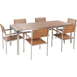 Beliani Teak Garden Dining Set - FSC Certified - 6 Seats - 200x90 cm Beliani Teak Garden Dining Set - FSC Certified - 6 Seats - 200x90 cm