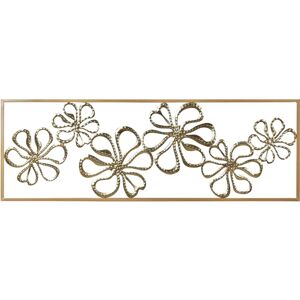 Beliani Wall Decor Gold Iron 90 x 31 cm Handmade Floral Wall Art - Wall Decor Beliani Wall Decor Gold Iron 90 x 31 cm Handmade Floral Wall Art - Wall Decor