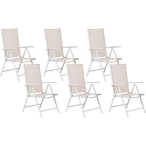 Ensemble de 6 Chaises de Jardin Beliani - Beige Tissu Aluminium Pliable - Publicité Ensemble de 6 Chaises de Jardin Beliani - Beige Tissu Aluminium Pliable - Publicité