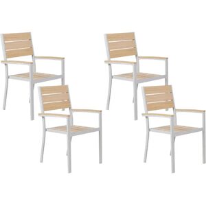 Beliani Set of 4 Garden Chairs - Modern Beige Engineered Wood Beliani Set of 4 Garden Chairs - Modern Beige Engineered Wood