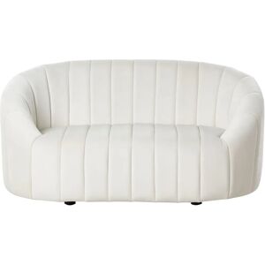 Beliani Sofa Off-White Velvet Retro Design Tufted 2-Seater Beliani Sofa Off-White Velvet Retro Design Tufted 2-Seater