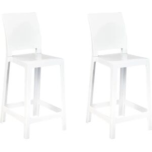 Beliani White Polycarbonate Bar Stool Set of 2 - Bar Stool Beliani White Polycarbonate Bar Stool Set of 2 - Bar Stool