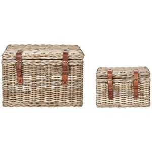 Beliani Set of 2 Rattan Storage Baskets - Boho Style Decor Beliani Set of 2 Rattan Storage Baskets - Boho Style Decor