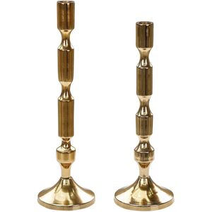 Beliani Set of 2 Gold Metal Candlestick - Candle Holders Beliani Set of 2 Gold Metal Candlestick - Candle Holders
