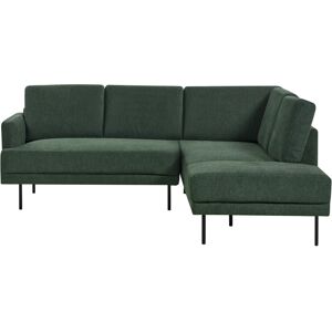 Beliani Left Hand Corner Sofa - Polyester Dark Green 4-Seater Upholstered Metal Legs Woven Fabric Cushioned Back - Corner Sofa Beliani Left Hand Corner Sofa - Polyester Dark Green 4-Seater Upholstered Metal Legs Woven Fabric Cushioned Back - Corner Sofa