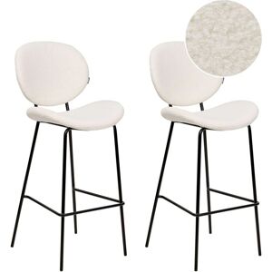 Beliani Set of 2 White Boucle Bar Chairs - Bar Chairs Beliani Set of 2 White Boucle Bar Chairs - Bar Chairs