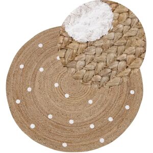 Beliani Round Jute Area Rug - 140cm - Beige - Modern Style Beliani Round Jute Area Rug - 140cm - Beige - Modern Style