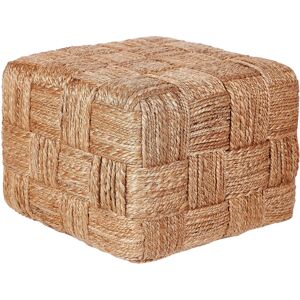 Beliani Beige Jute Square Ottoman - 50x50x35cm Boho Style Beliani Beige Jute Square Ottoman - 50x50x35cm Boho Style