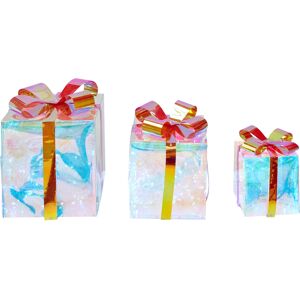 Beliani Set of 3 Gifts LED Decoration Multicolour - Christmas Lighted Decor Beliani Set of 3 Gifts LED Decoration Multicolour - Christmas Lighted Decor